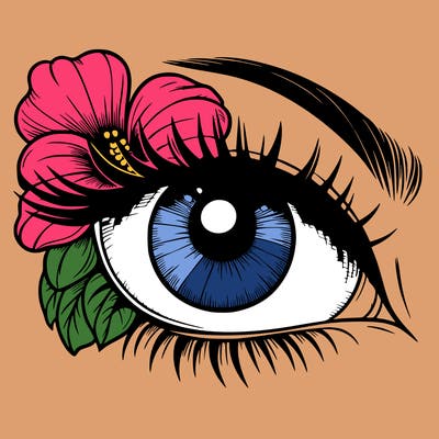 realistic eye with flower