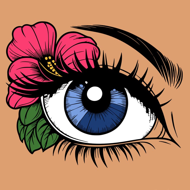 realistic eye with flower