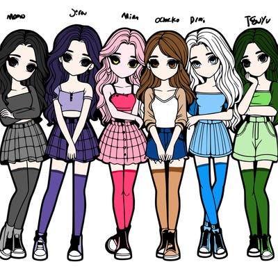 a group of girls realistic