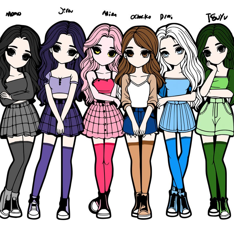 a group of girls realistic