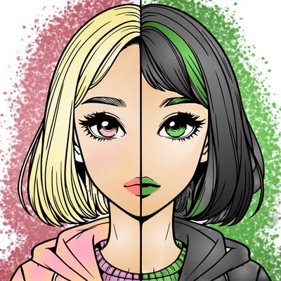 split realistic girl