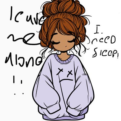 girl with baggy sweatshirt and messy bun