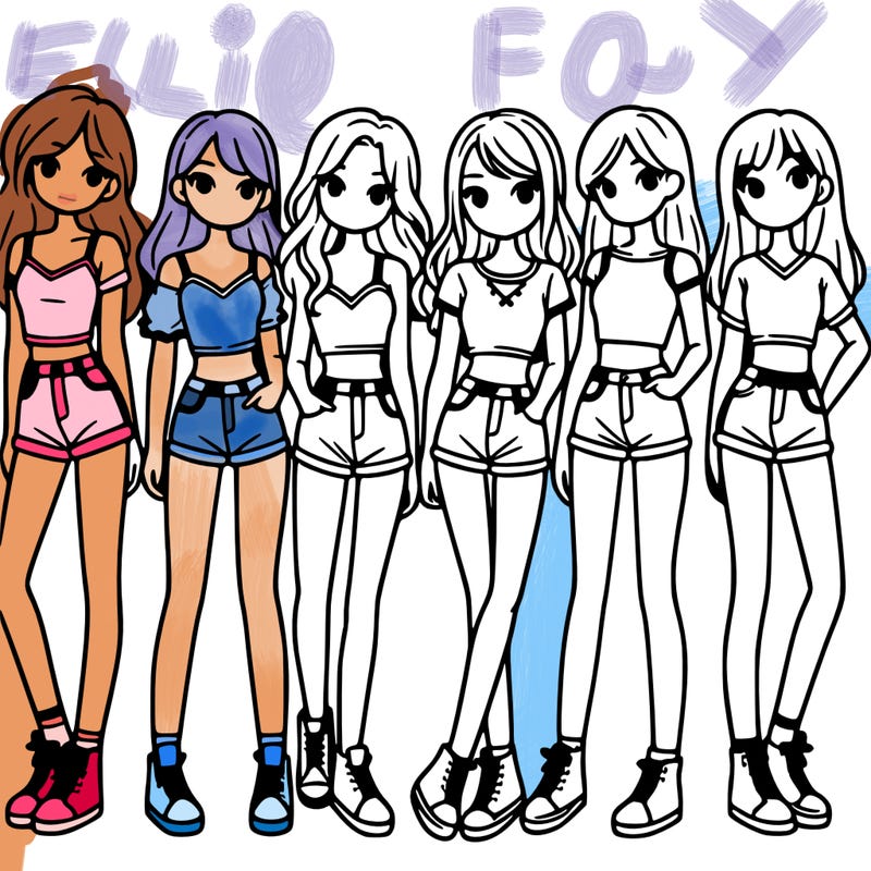 a group of girls wearing crop tops and shorts