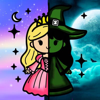 split princess and witch