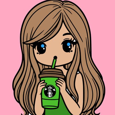 woman with long straight hair drinking starbucks