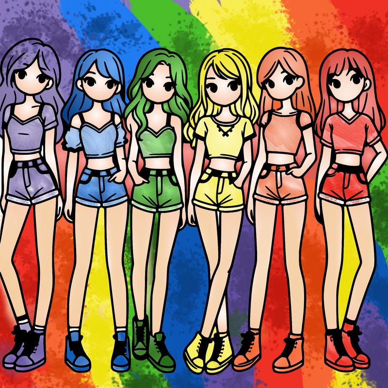 a group of girls wearing crop tops and shorts