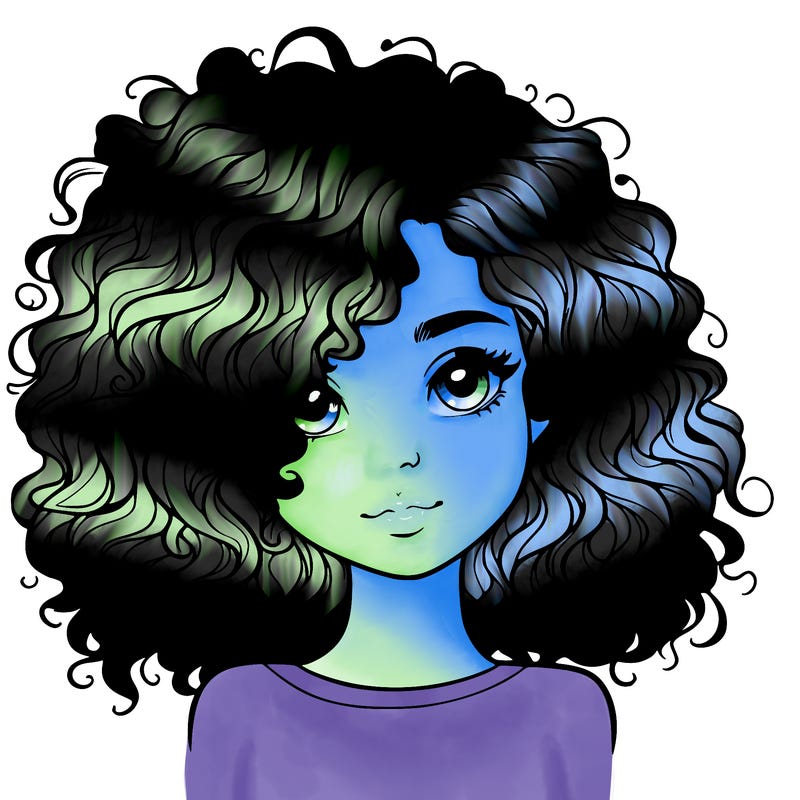 realistic girl with curly hair