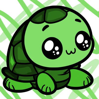 cute little animated turtle