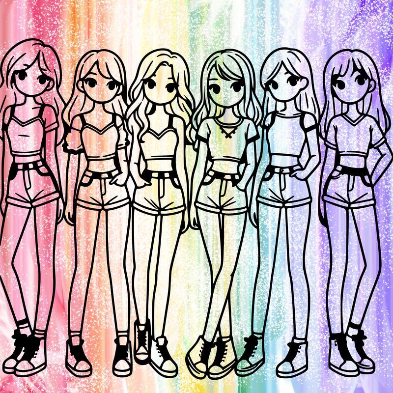 a group of girls wearing crop tops and shorts