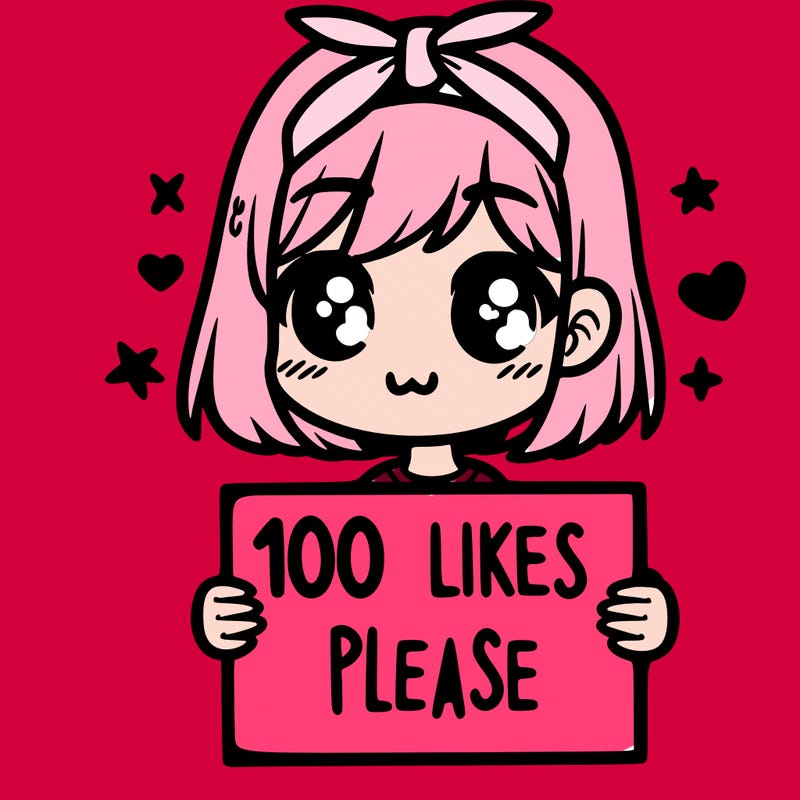 girl holding sign saying 100 likes please