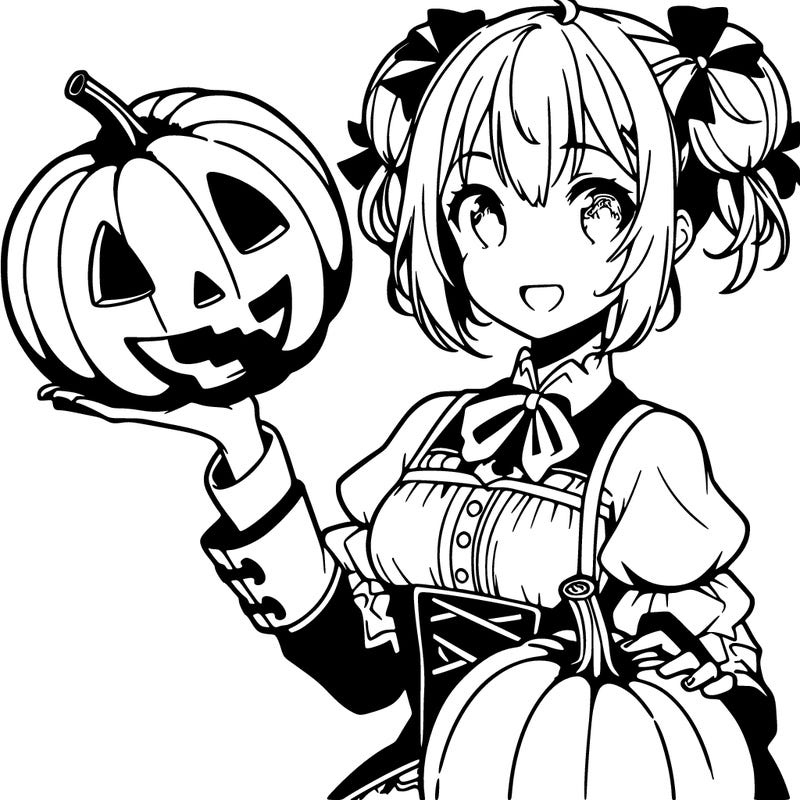 anime girl with pumpkin