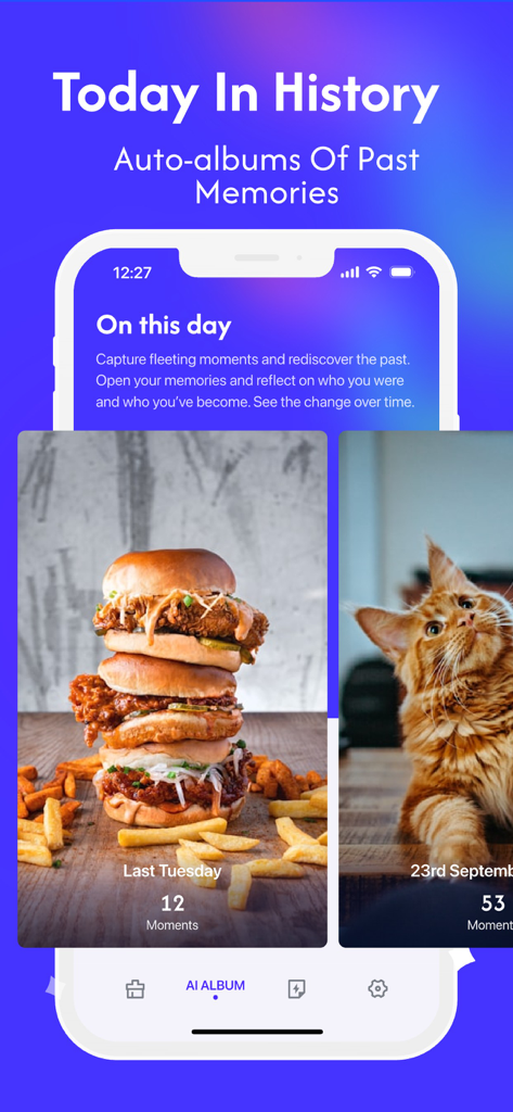 Cleaner Mate Pro-Storage Boost - Cleaner Mate Pro app interface showing the Today In History feature with automated photo albums of past memories
