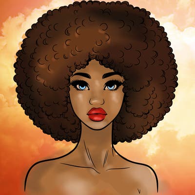 realistic lady with afro