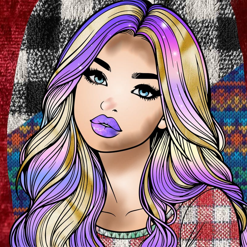 realistic girl with hair on her hair and lips