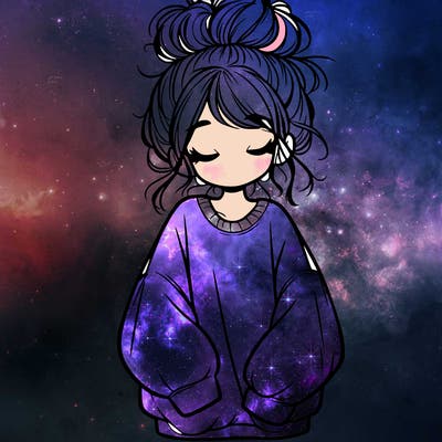 girl with baggy sweatshirt and messy bun