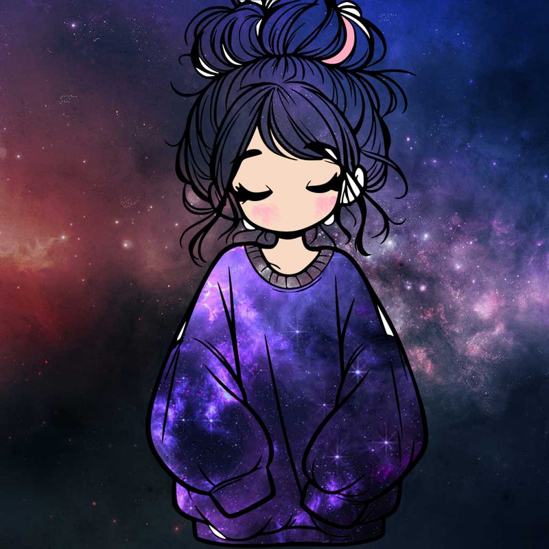 girl with baggy sweatshirt and messy bun