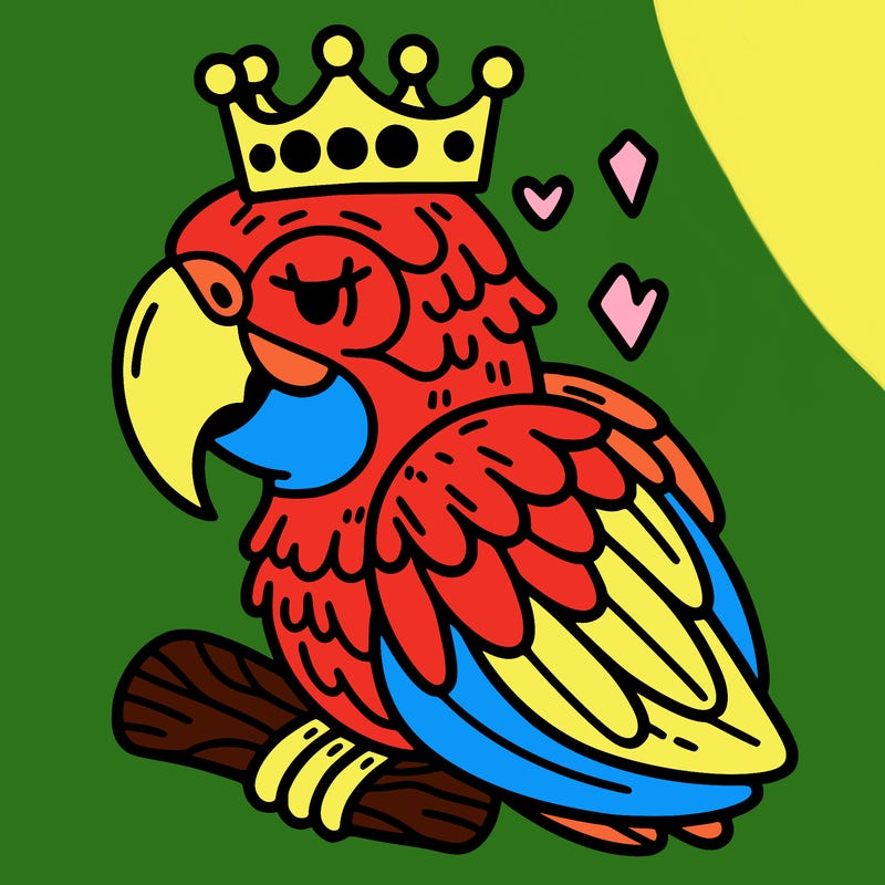 macaw with a crown