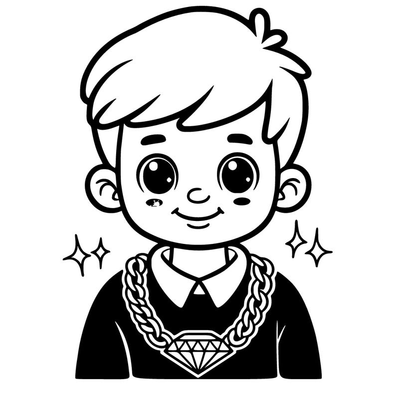 boy with diamond chain on his neck