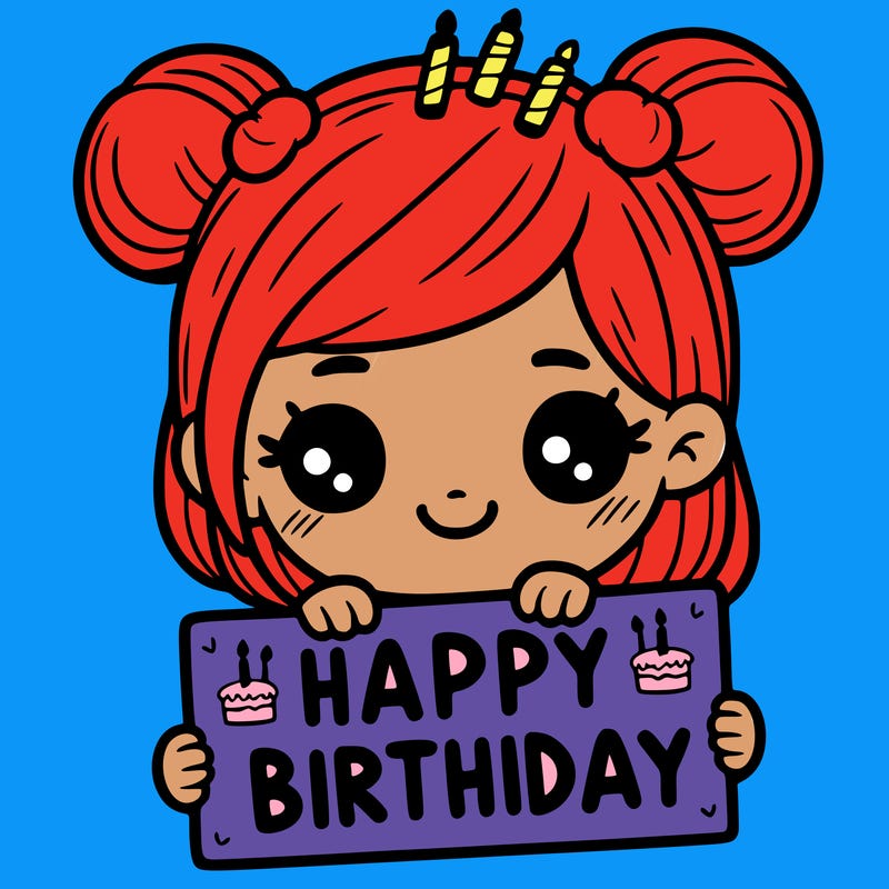 girl holding d happy birthday sign