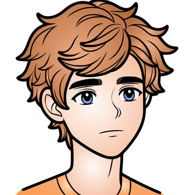 teen boy with jawline and fluffy hair