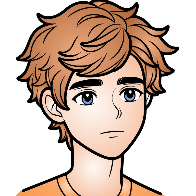 teen boy with jawline and fluffy hair