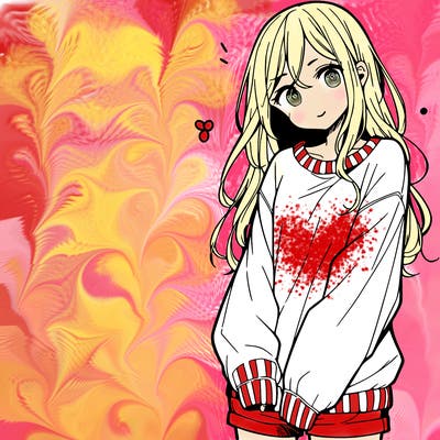 manga teen girl  in a sweater and baggy pants