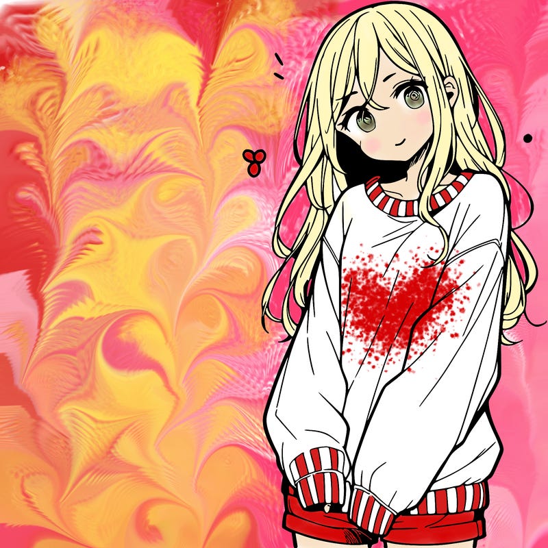 manga teen girl  in a sweater and baggy pants