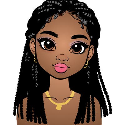 a realistic black girl with braids