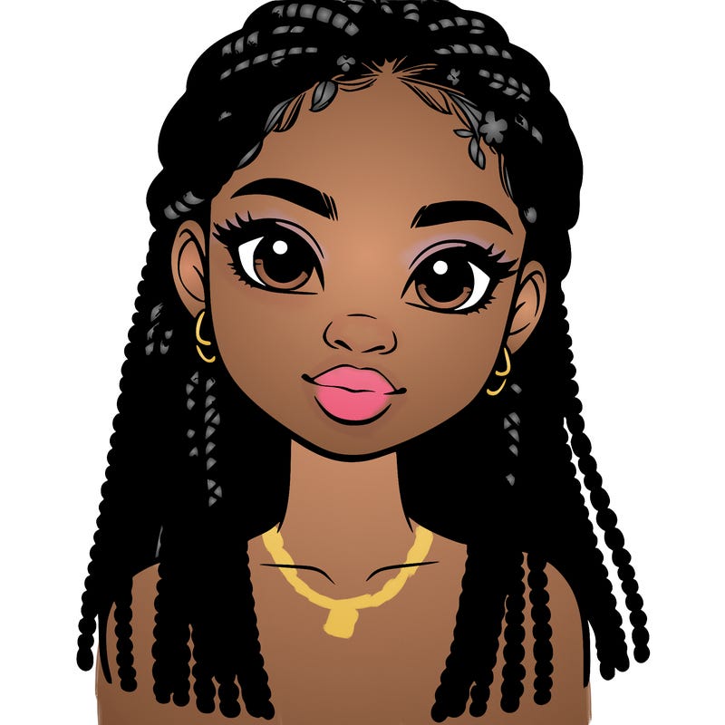 a realistic black girl with braids