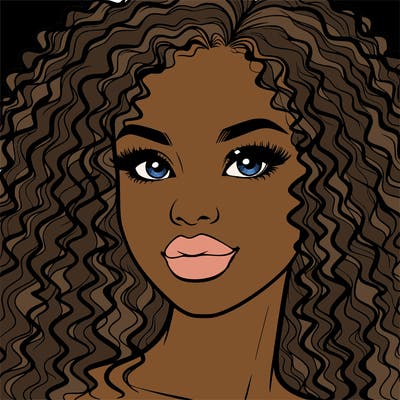 realistic woman curly hair