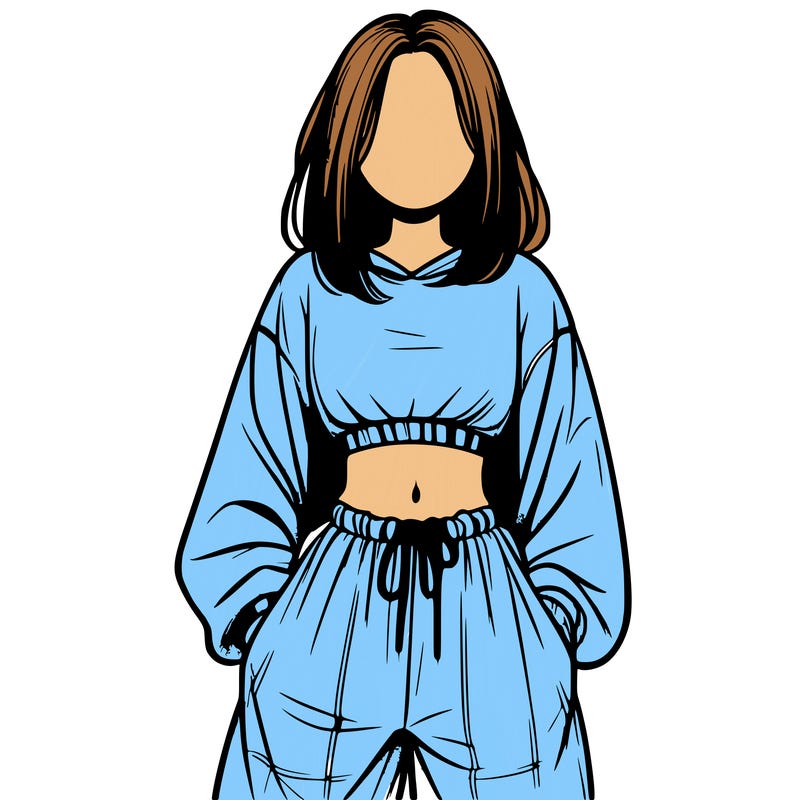realistic girl faceless with baggy pants and a crop top
