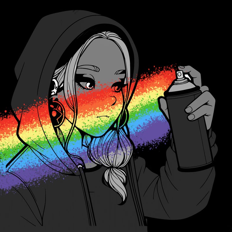 a realistic girl, spray painting