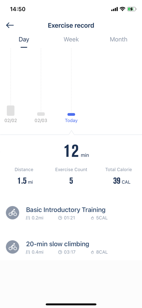 AI Gym - AI Gym app exercise record screen showing daily workout stats and training history