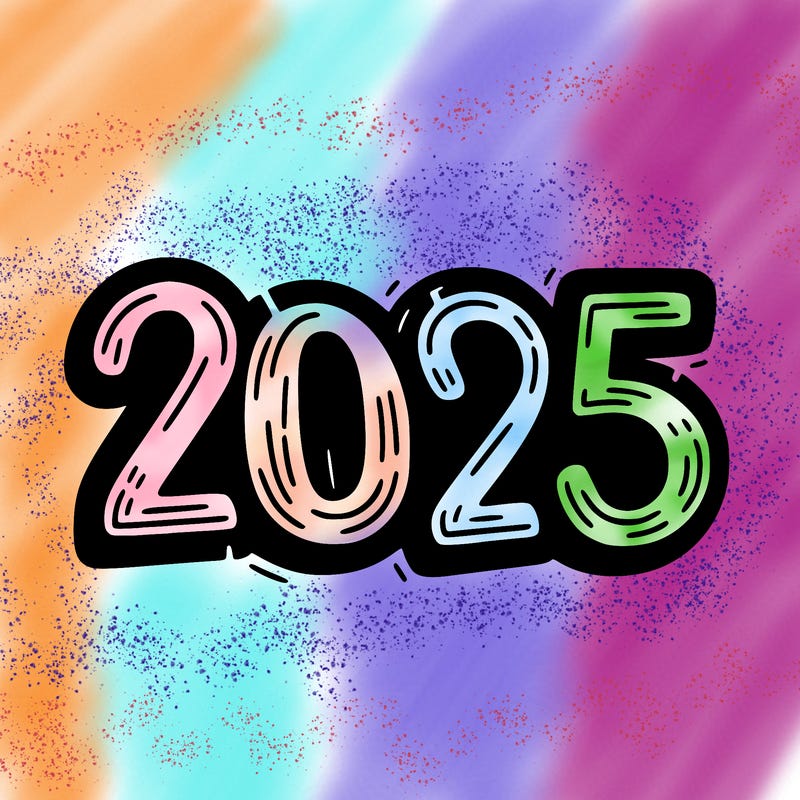 one line scrawled numbers sketch design “2025”