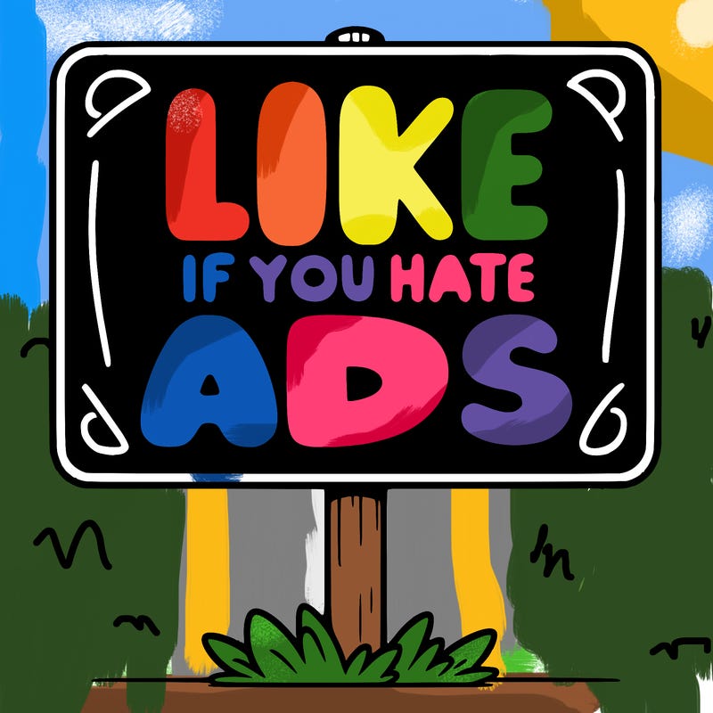 a sign that says like if you hate ads