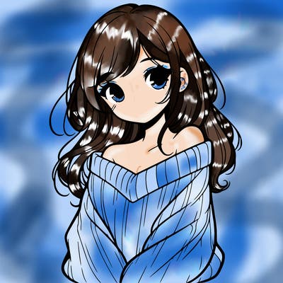 shy pretty girl wearing a sweater that is falling off one shoulder portrait