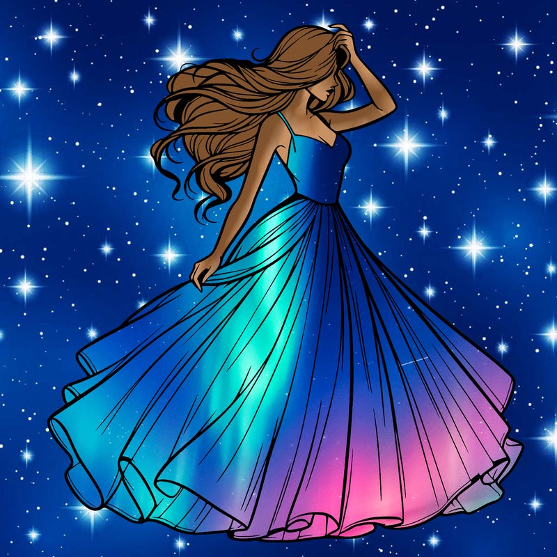 realistic woman with dress flowing in the wind