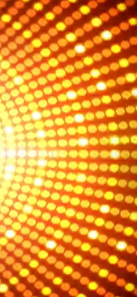A pattern of glowing orange and yellow dots mimicking an LED disco light panel