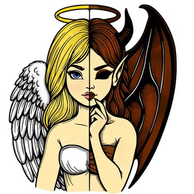 realistic angel half demon