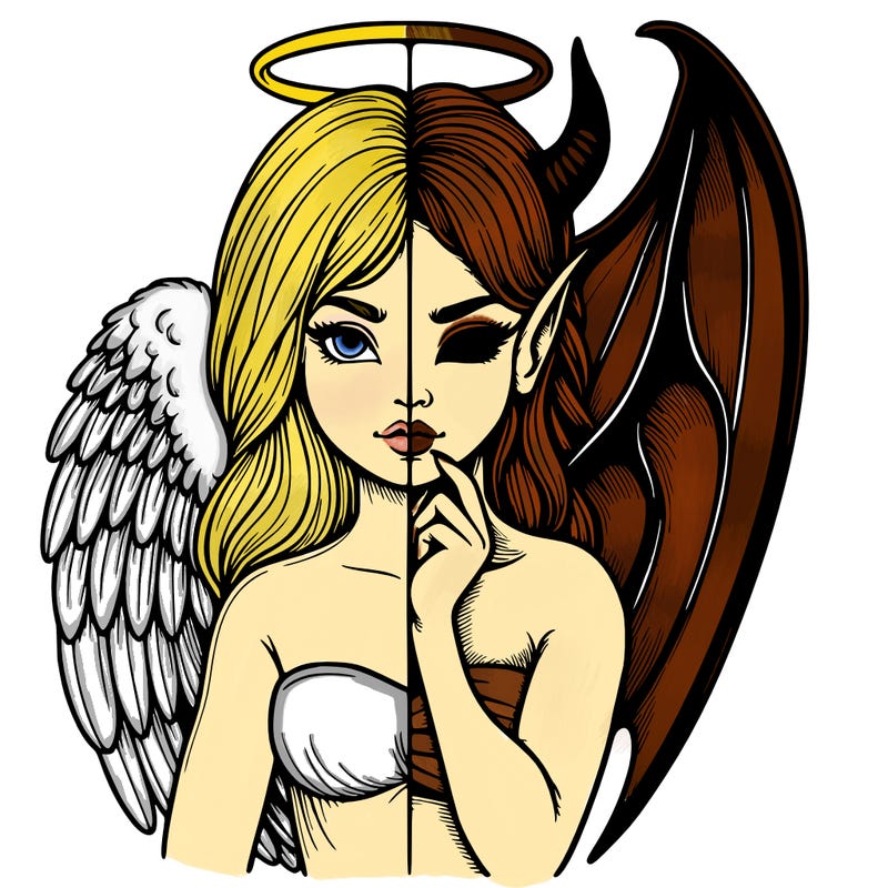 realistic angel half demon