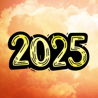 one line scrawled numbers sketch design “2025”