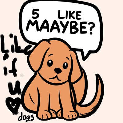 a puppy that says 5 like maybe