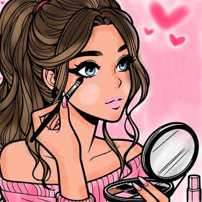 a realistic girl doing her makeup