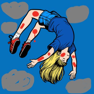 realistic girl doing a backflip