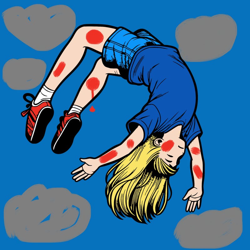 realistic girl doing a backflip