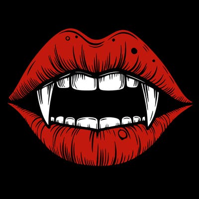 lips with vampire teeth