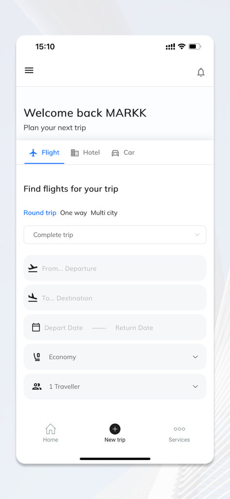 Atriis mobile - Atriis mobile flight search interface for business travelers
