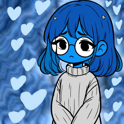 sad girl with glasses in a sweater