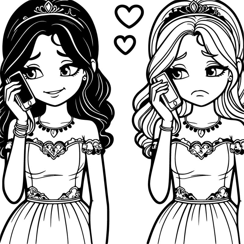 teenage princess and with phone not smiling