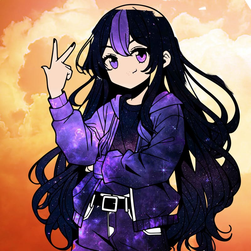 one anime girl with long hair and a cool pose